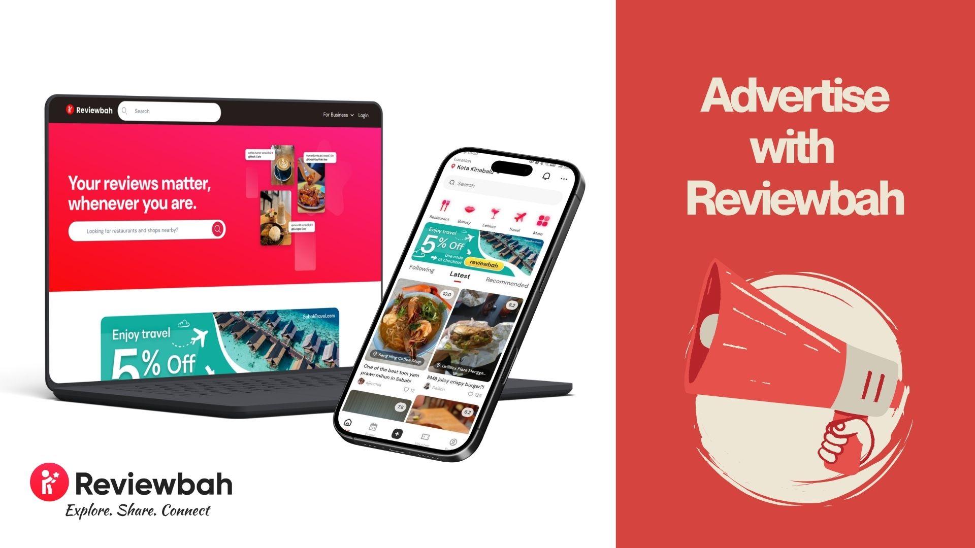 Advertise with ReviewBah - Featured in app and website